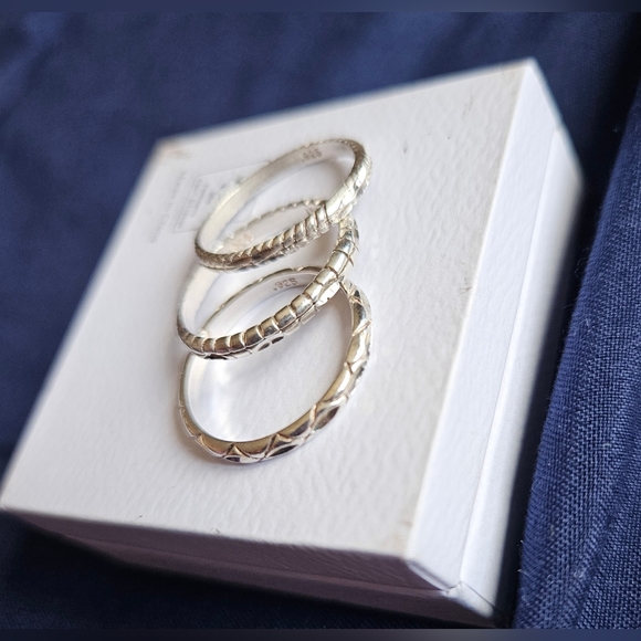 Vintage Sterling Silver Stacking Rings Set Of 3 Size 6 - Picture 3 of 9